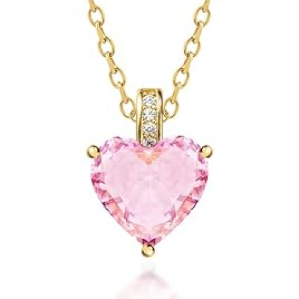 Beautiful Pink Heart Necklace on 16" Chain Great Gift idea for Mothers Day